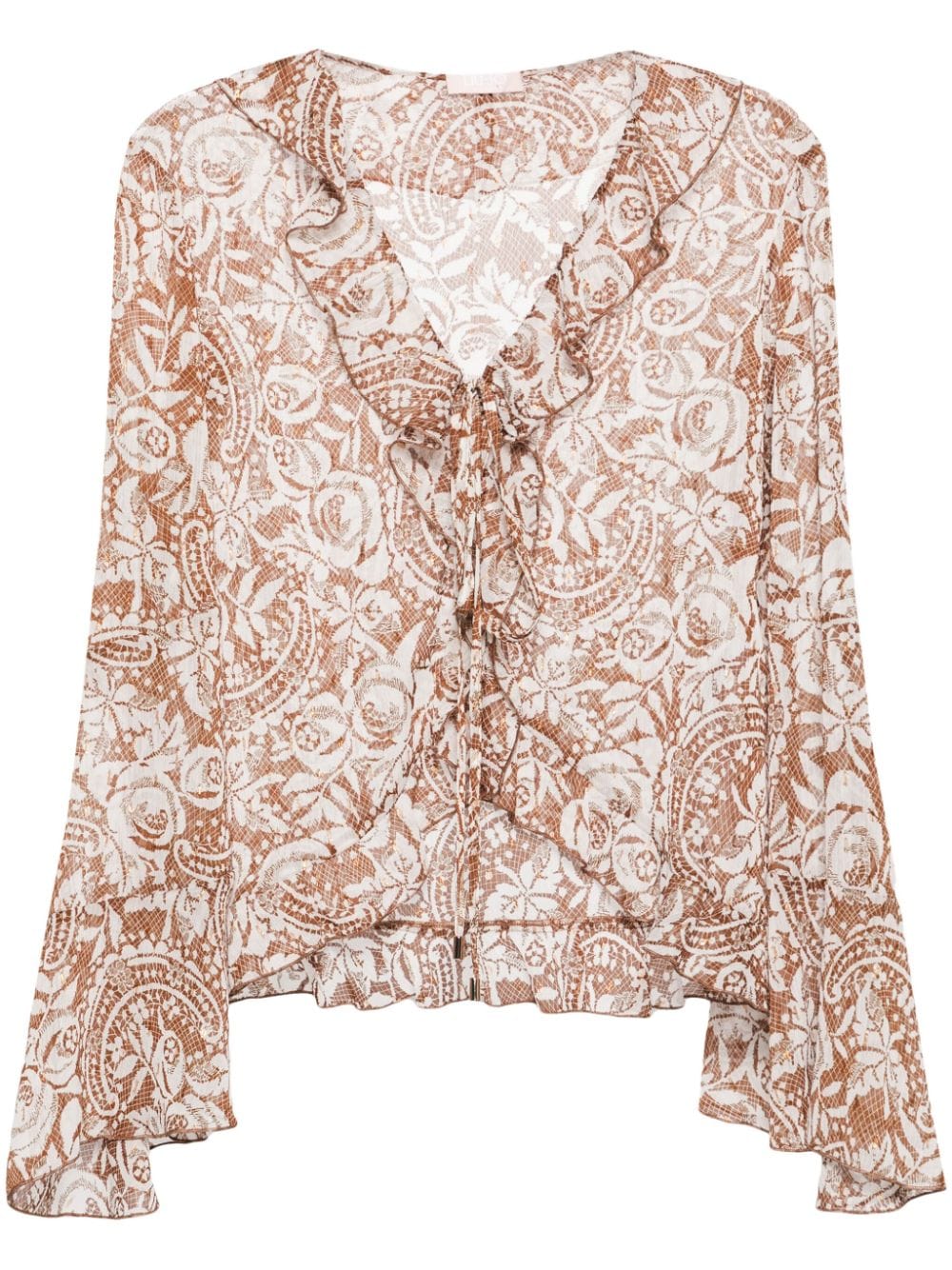 LIU JO lace-print semi-sheer blouse - Brown von LIU JO