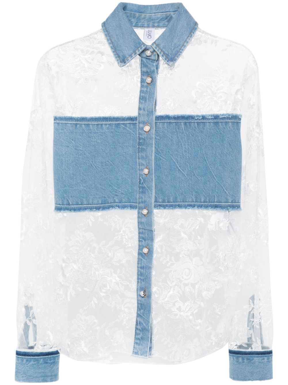 LIU JO lace semi-sheer denim shirt - Blue von LIU JO