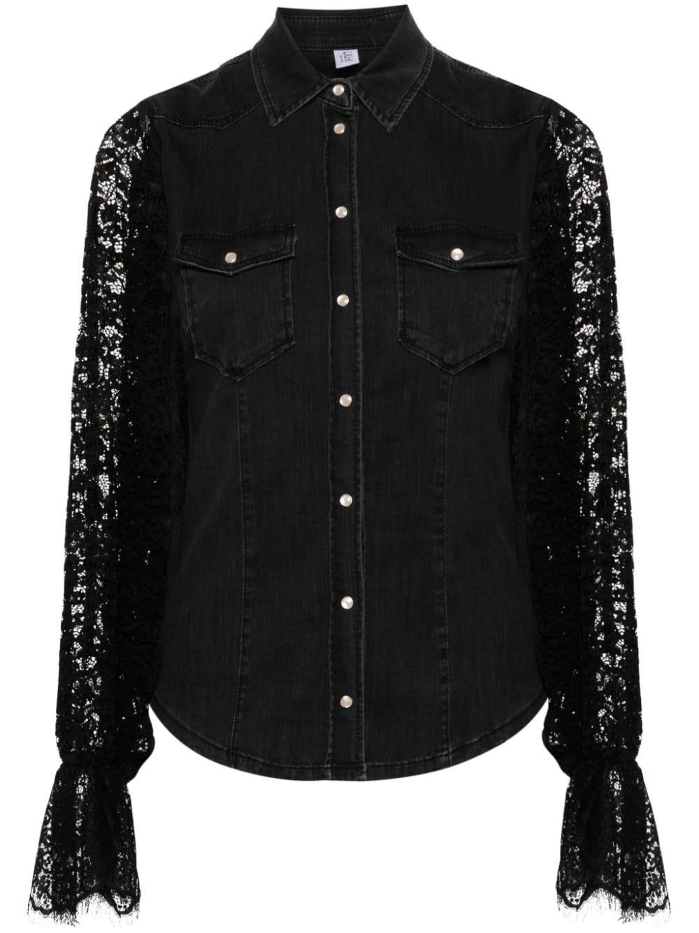 LIU JO lace-sleeves denim shirt - 87378 den.black lace p von LIU JO