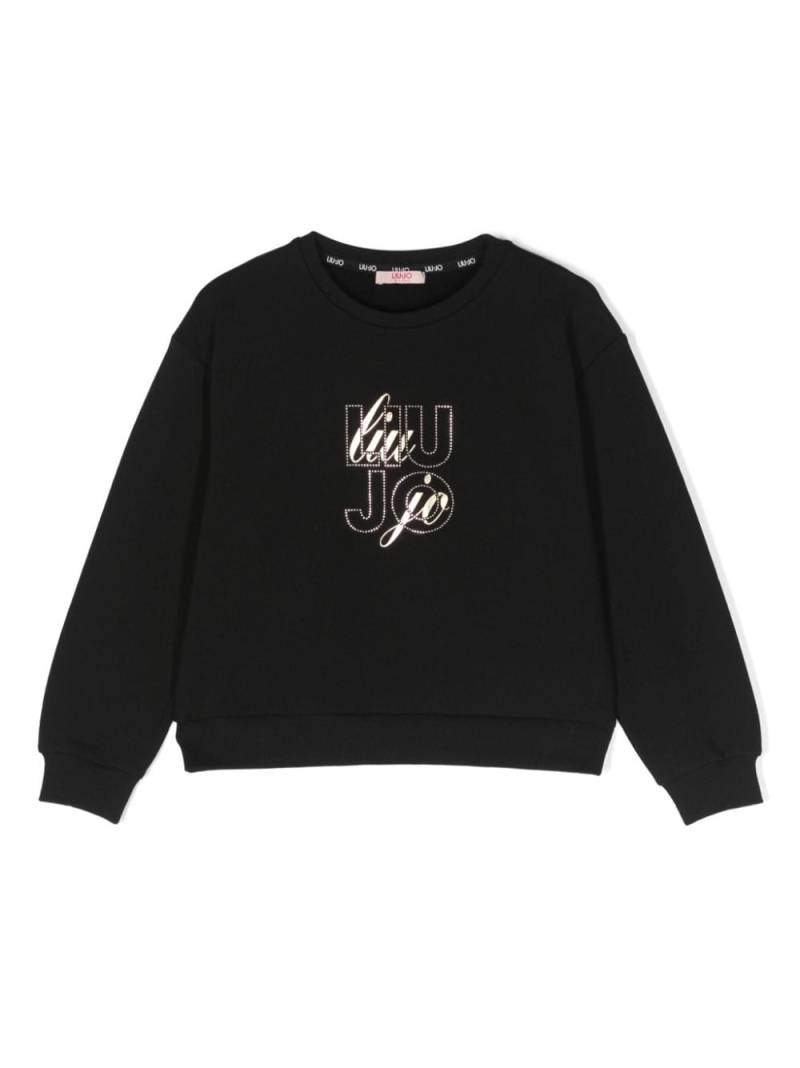 Liu Jo Kids logo-appliqué cotton sweatshirt - Black von Liu Jo Kids