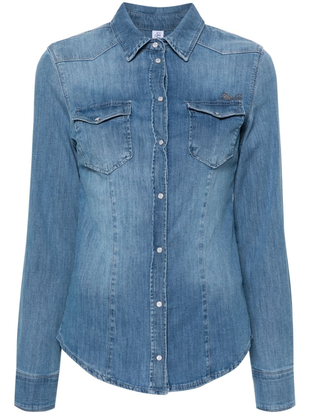 LIU JO logo-appliqué denim shirt - Blue von LIU JO