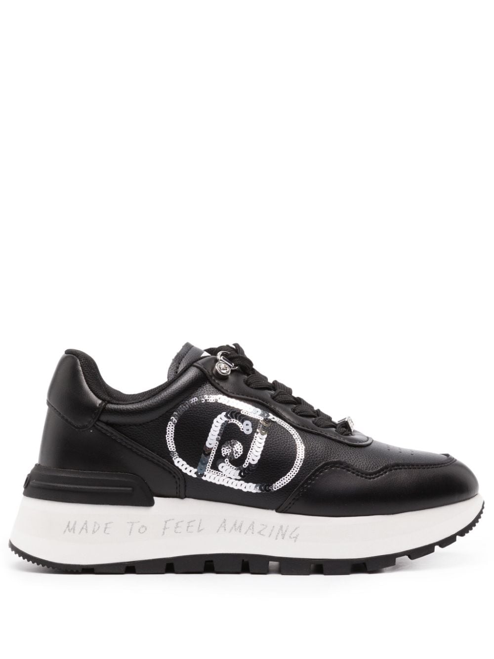 LIU JO logo-embellished lace-up sneakers - Black von LIU JO