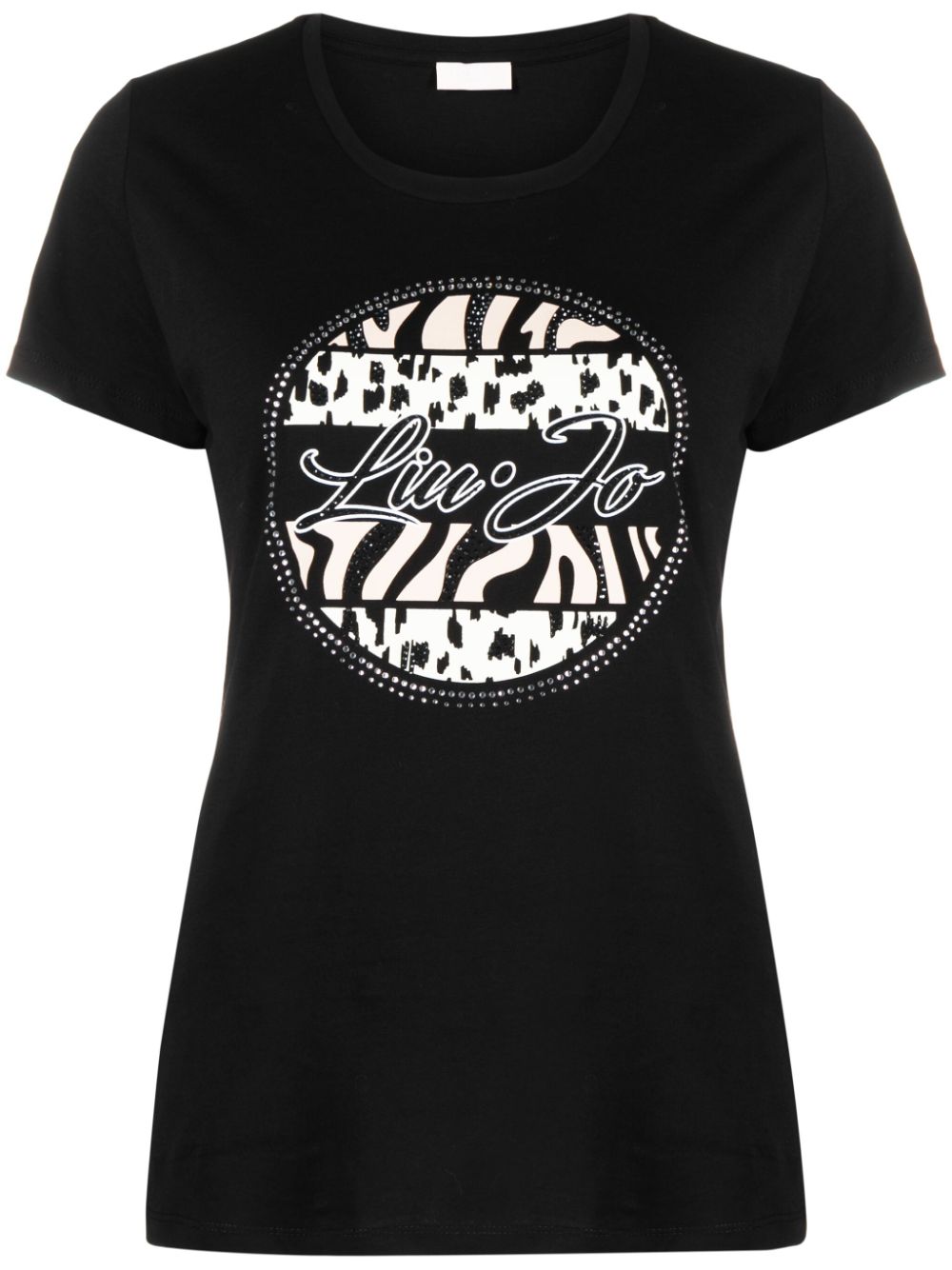 LIU JO logo-print rhinestone-embellished T-shirt - Black von LIU JO