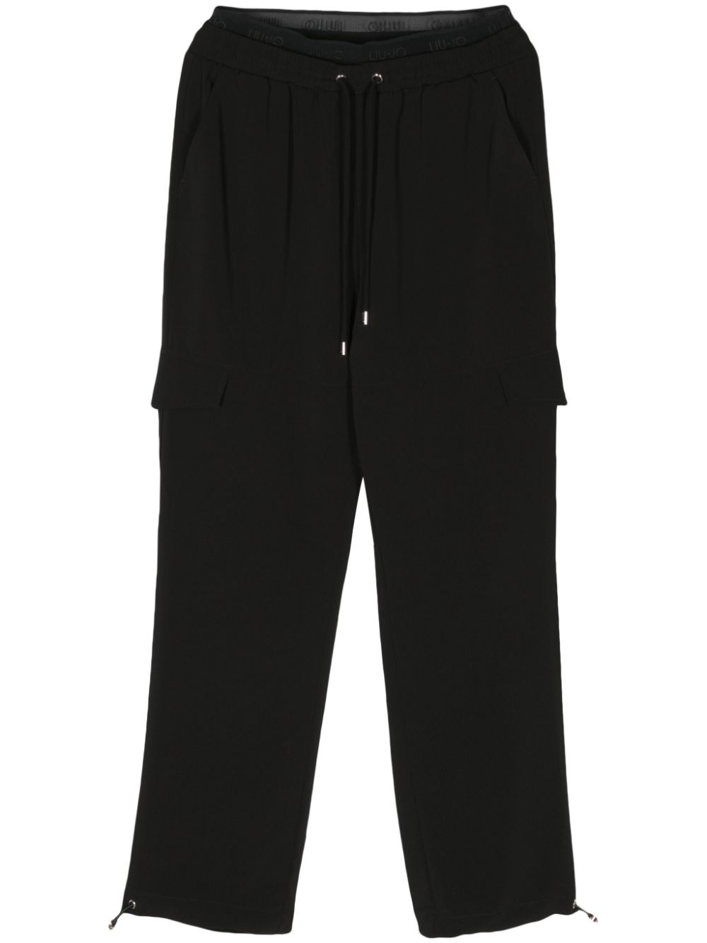 LIU JO logo-waistband tapered track trousers - Black von LIU JO