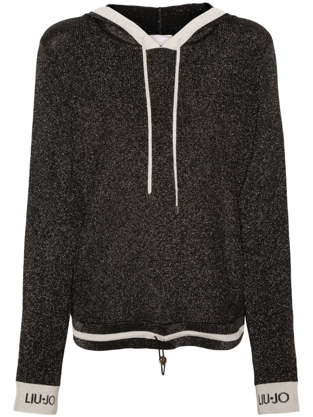 LIU JO lurex ribbed-knit hooded jumper - Black von LIU JO