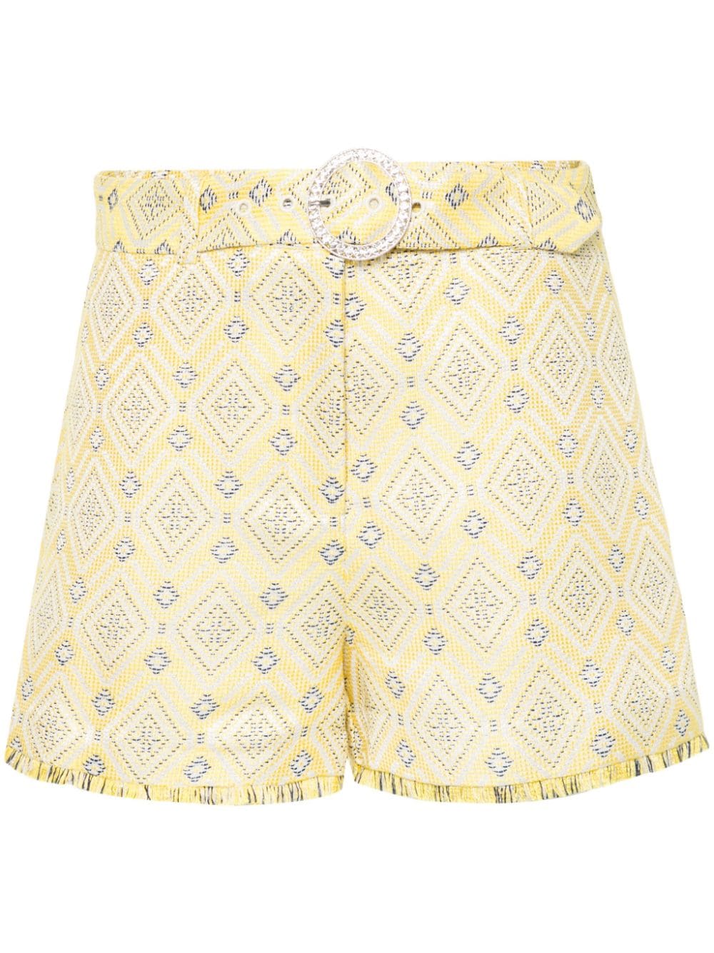 LIU JO metallic geometric fringed shorts - Yellow von LIU JO