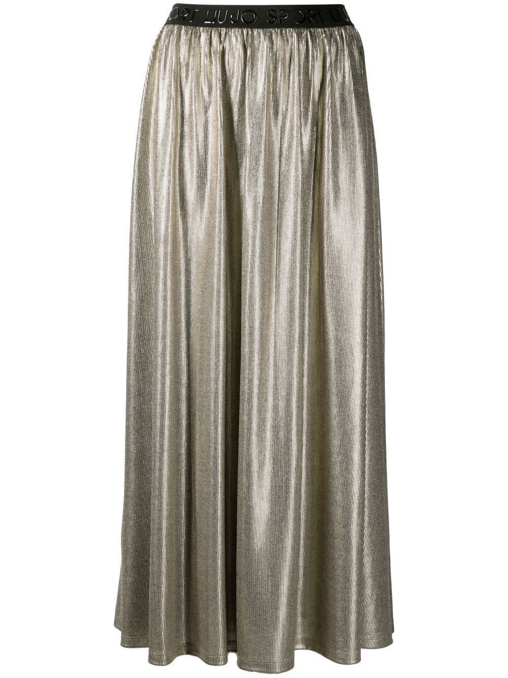LIU JO metallic logo-waistband midi skirt - Gold von LIU JO
