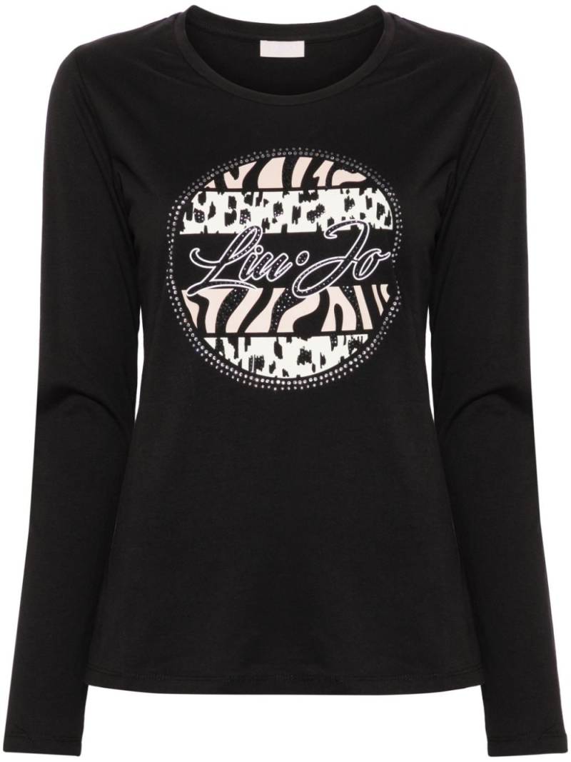 LIU JO mix-print long-sleeve T-shirt - Black von LIU JO