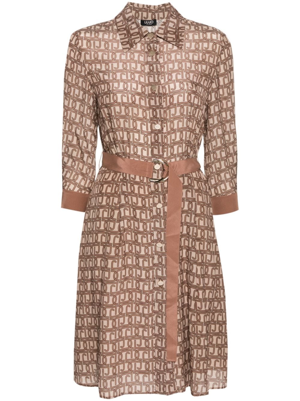 LIU JO monogram-jacquard silk mini dress - Brown von LIU JO