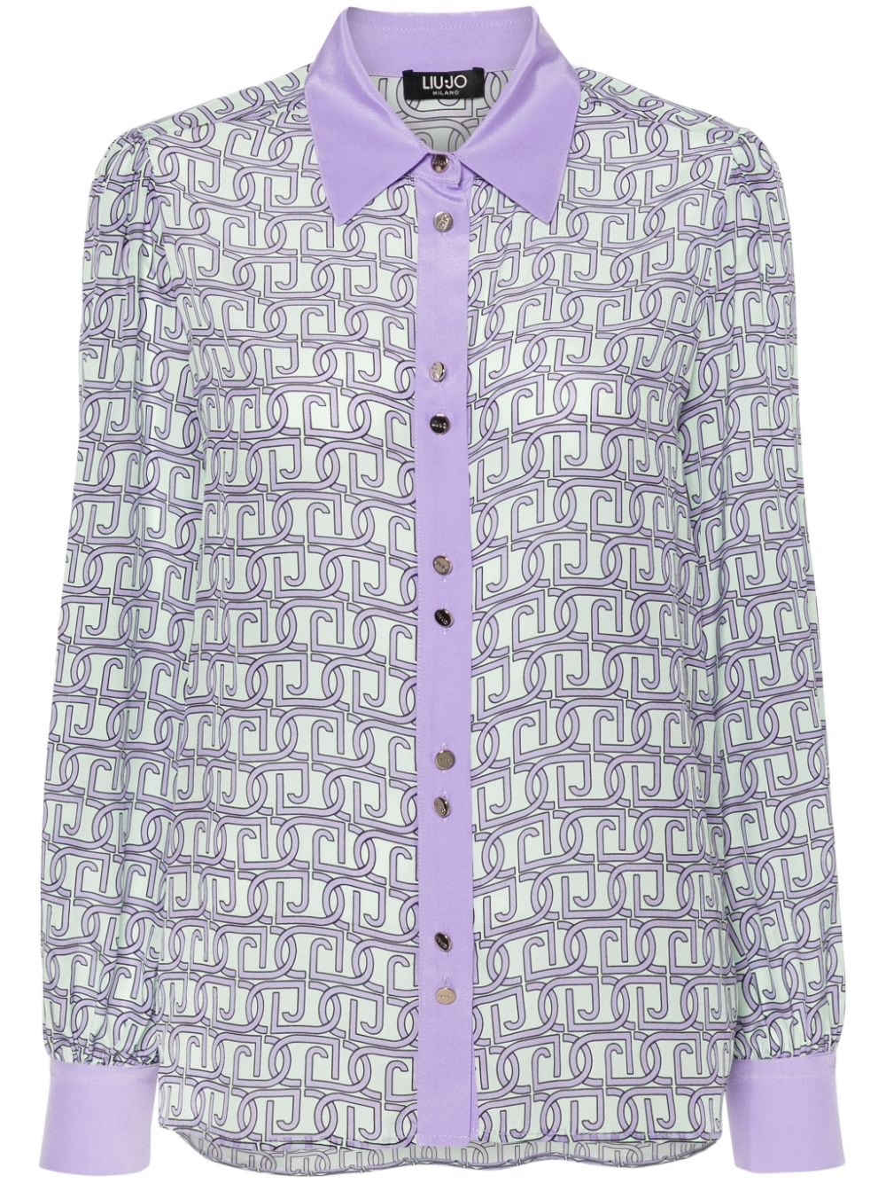 LIU JO monogram-print silk shirt - Green von LIU JO