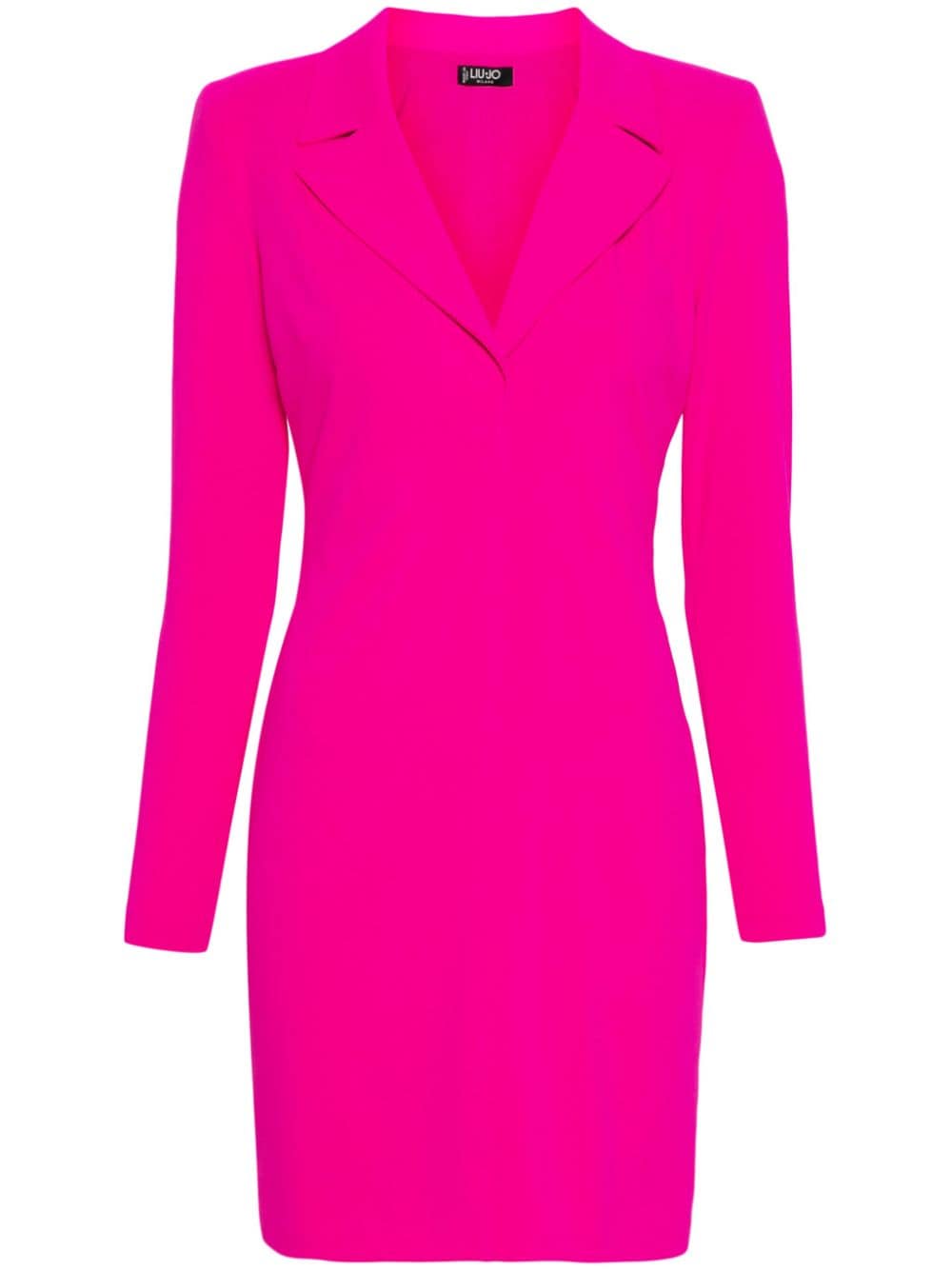 LIU JO notched-collar logo-plaque dress - Pink von LIU JO