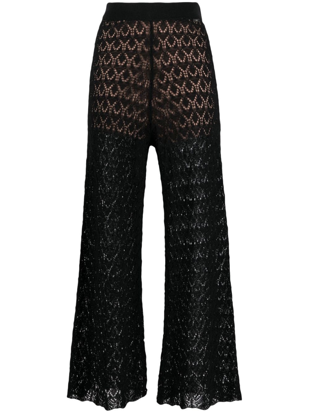 LIU JO open-knit flared cropped trousers - Black von LIU JO