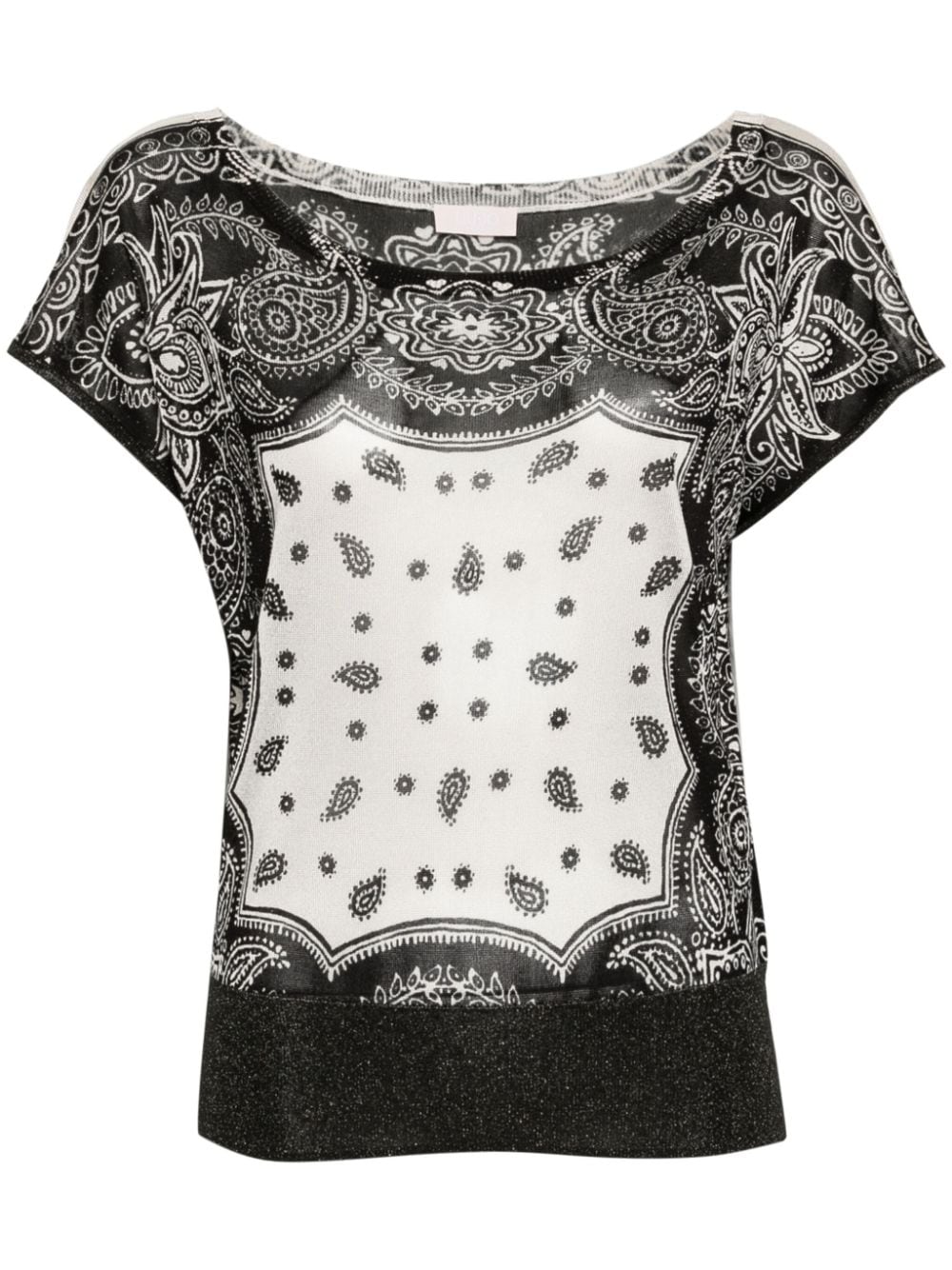 LIU JO paisley-print fine-knit T-shirt - Black von LIU JO