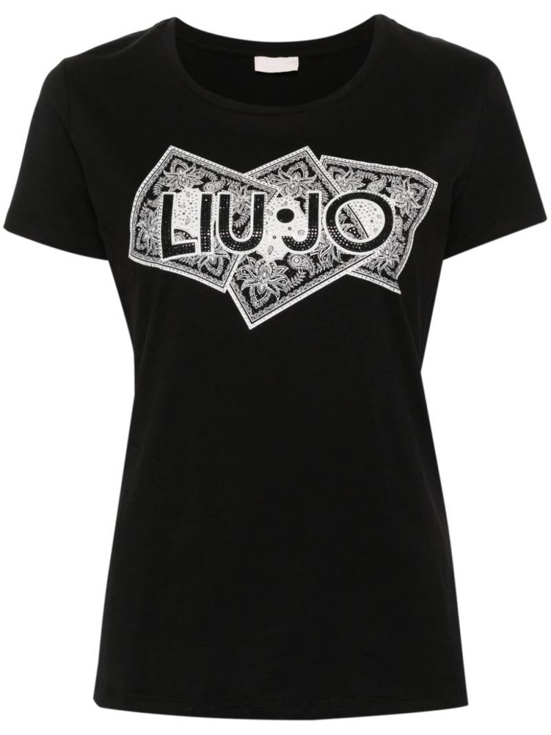 LIU JO rhinestone-embellished cotton T-shirt - Black von LIU JO