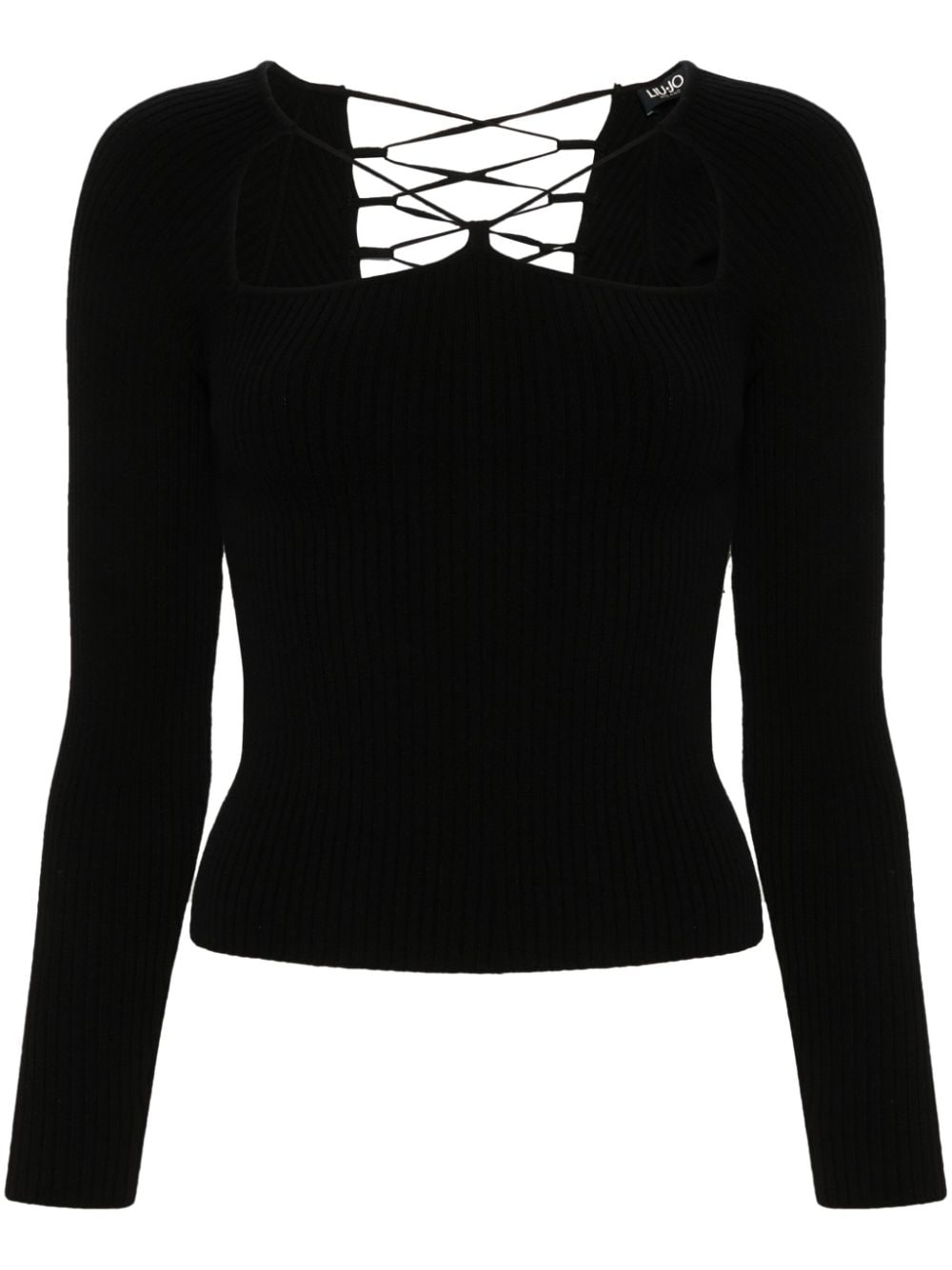 LIU JO ribbed-knit lace-up top - Black von LIU JO