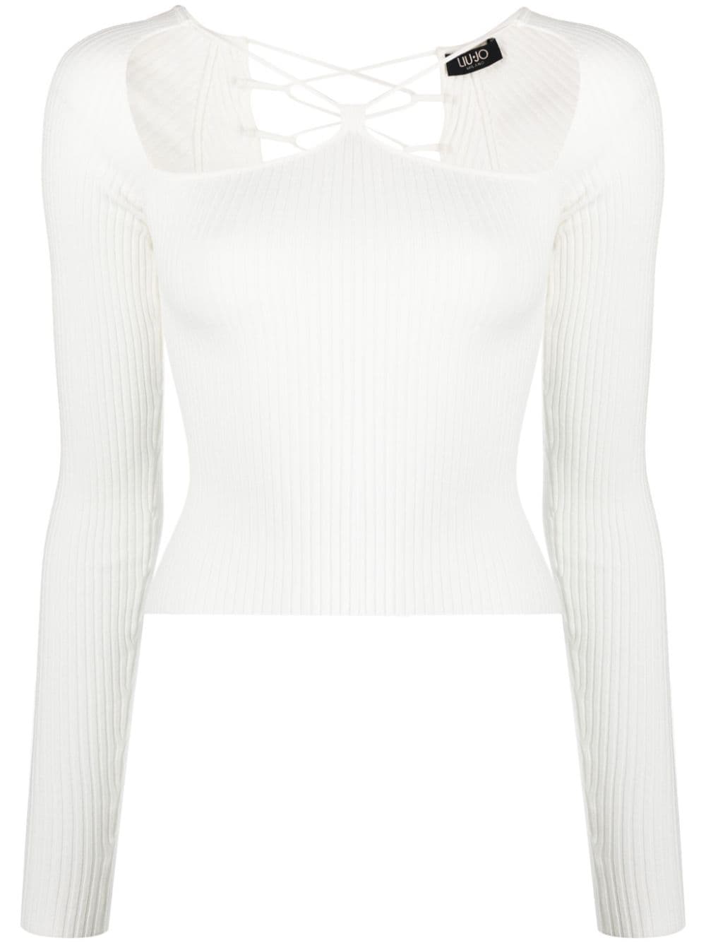 LIU JO ribbed-knit lace-up top - White von LIU JO