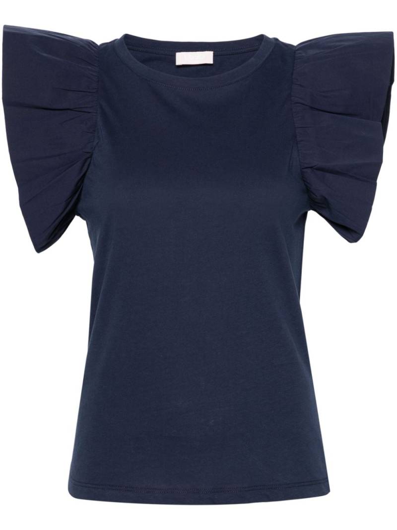 LIU JO ruffle-sleeve cotton T-shirt - Blue von LIU JO