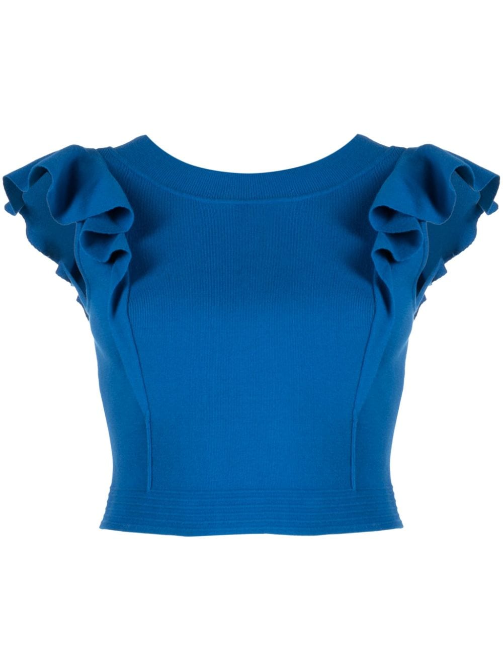 LIU JO ruffled crop knitted top - Blue von LIU JO