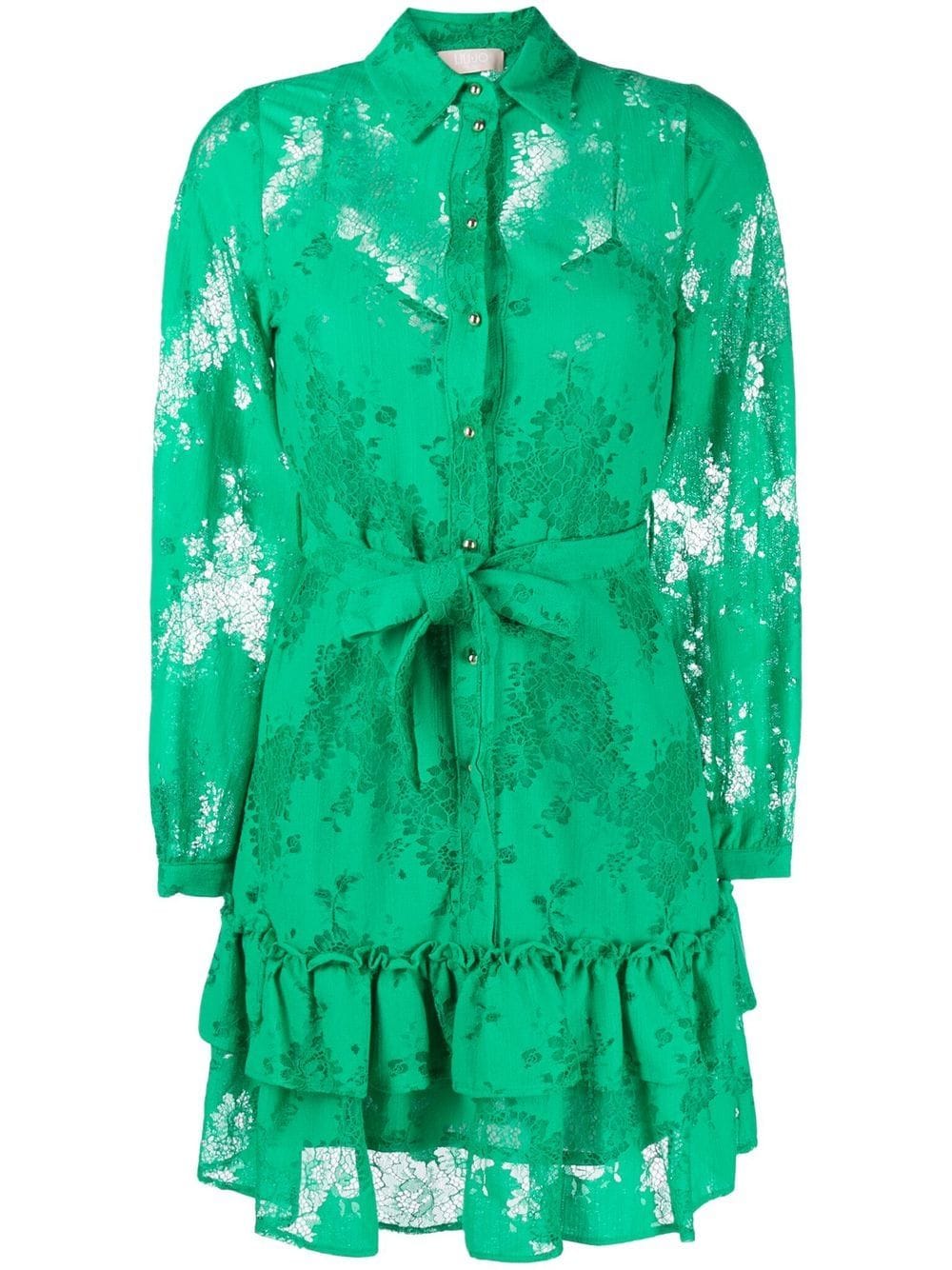 LIU JO sheer-lace detail shirt dress - Green von LIU JO