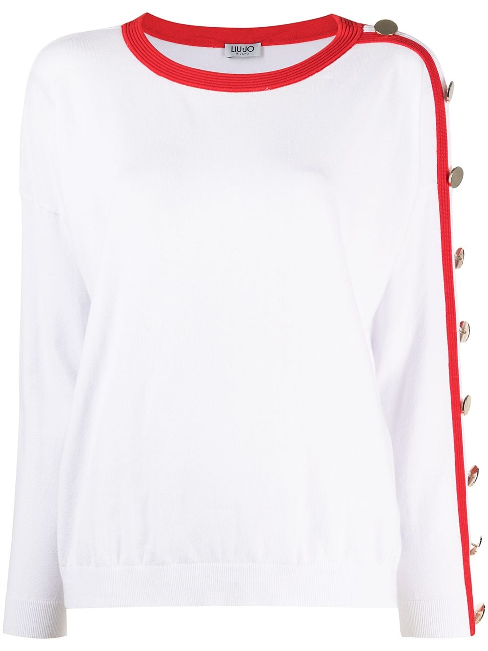 LIU JO side stripe button-embellished T-shirt - White von LIU JO