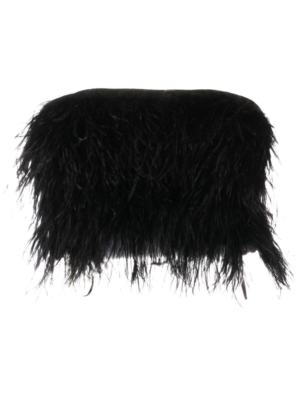 LIU JO strapless ostrich feather crop top - Black von LIU JO