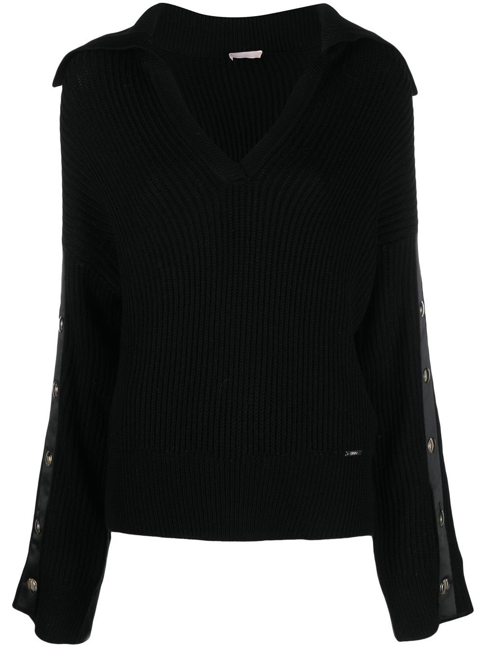 LIU JO stud-detail V-neck jumper - Black von LIU JO