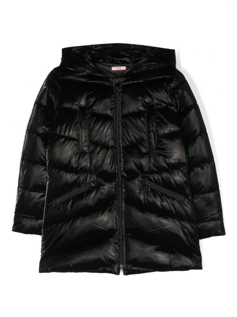 Liu Jo Kids zip-up hooded quilted jacket - Black von Liu Jo Kids