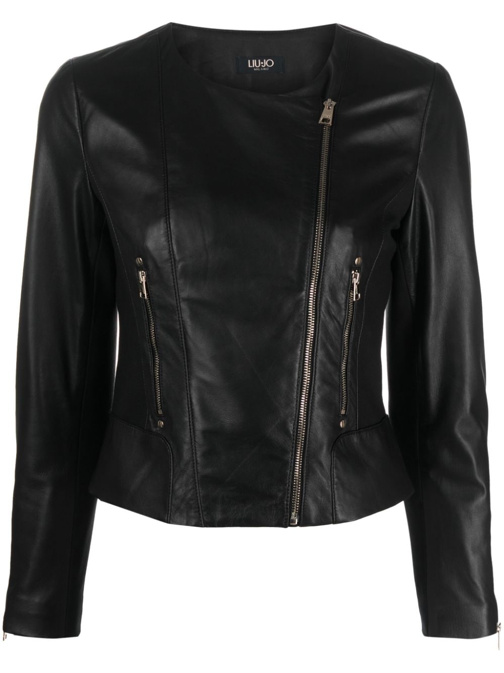 LIU JO zip-up leather jacket - Black von LIU JO