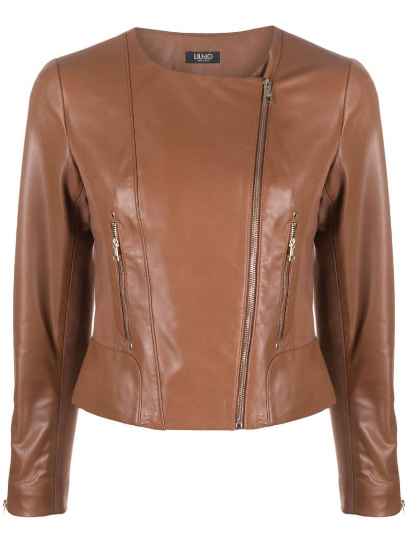 LIU JO zip-up leather jacket - Brown von LIU JO