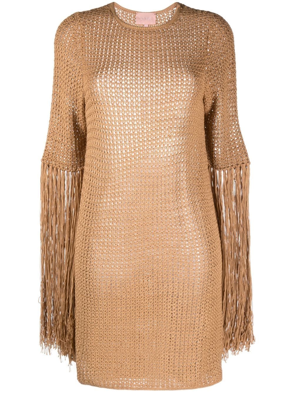 LIYA open-knit fringe-detail mini dress - Brown von LIYA