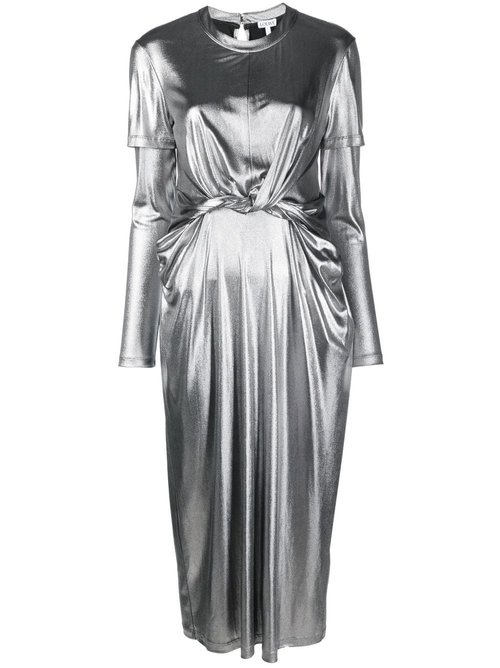 LOEWE laminated-finish draped midi dress - Silver von LOEWE