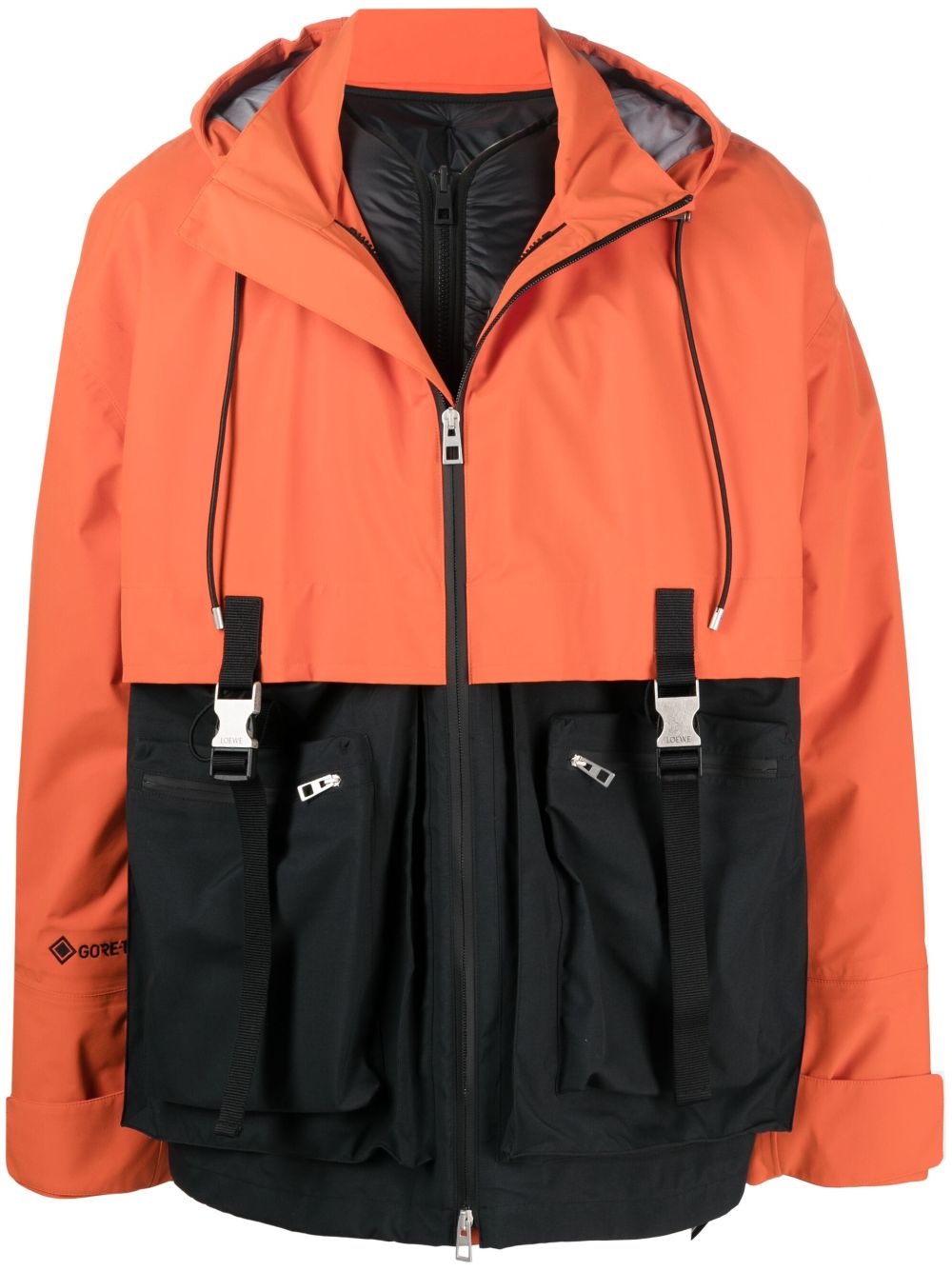 LOEWE layered belted parka coat - Orange von LOEWE