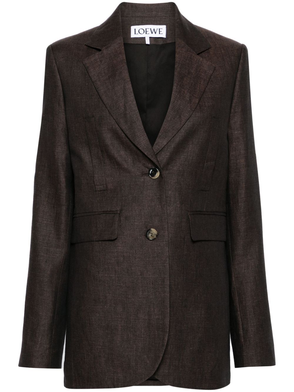 LOEWE single-breasted linen blazer - Brown