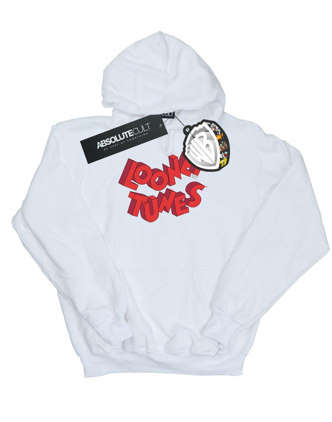 3d Logo Kapuzenpullover Damen Weiss L von LOONEY TUNES