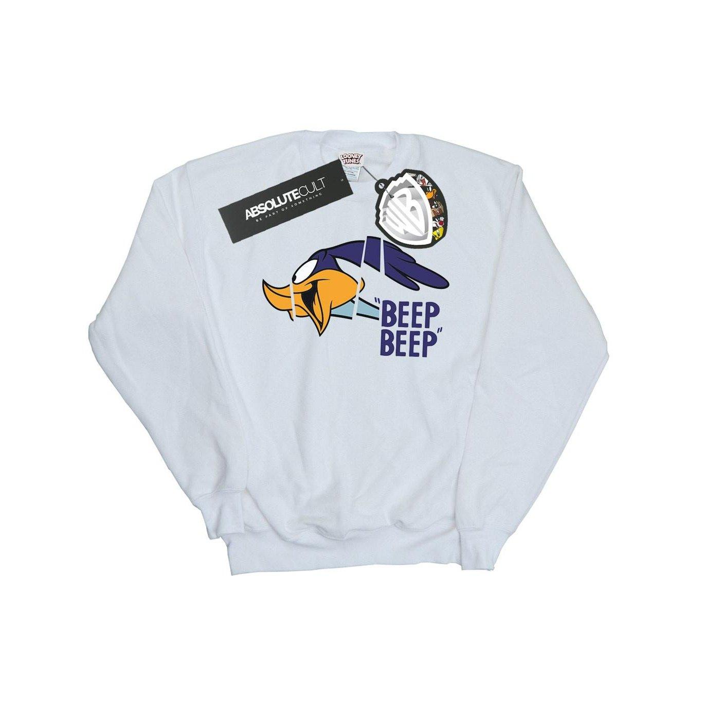 Beep Beep Sweatshirt Herren Weiss M von LOONEY TUNES