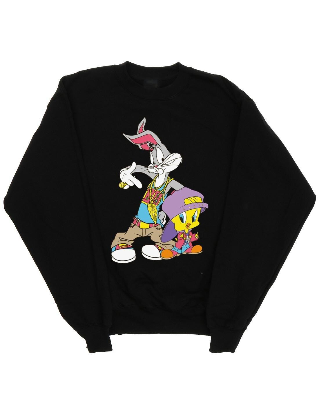 Bugs And Tweety Hip Hop Sweatshirt Damen Schwarz XXL von LOONEY TUNES