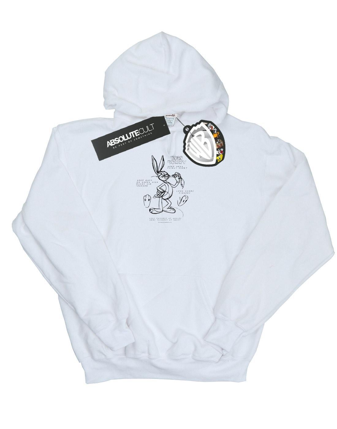 Bugs Bunny Drawing Instruction Kapuzenpullover Unisex Weiss 128 von LOONEY TUNES