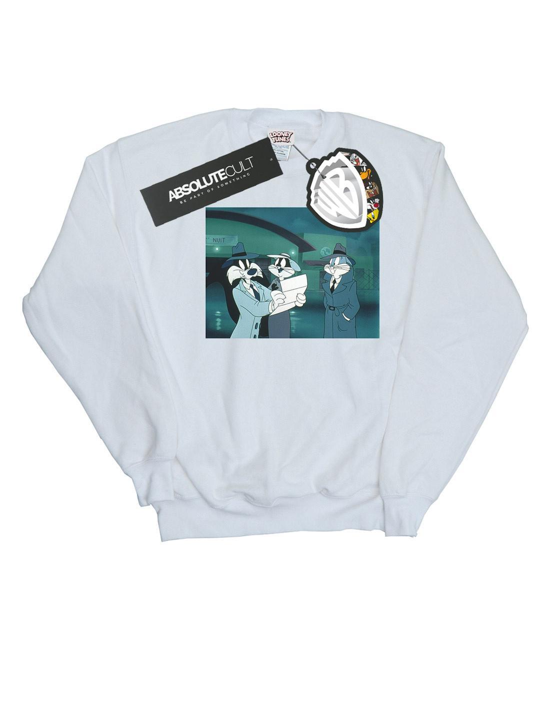 Bugs Bunny Sylvester Letter Sweatshirt Herren Weiss M von LOONEY TUNES