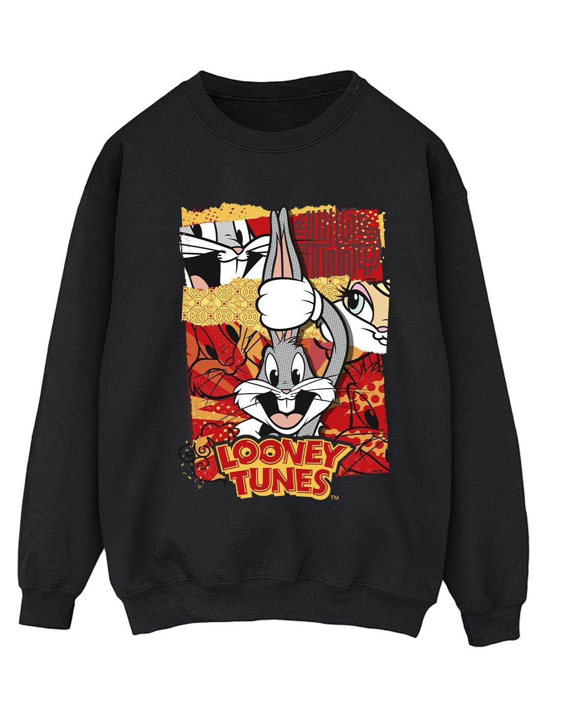 Bugs Rabbit Comic New Year Sweatshirt Damen Schwarz S von LOONEY TUNES