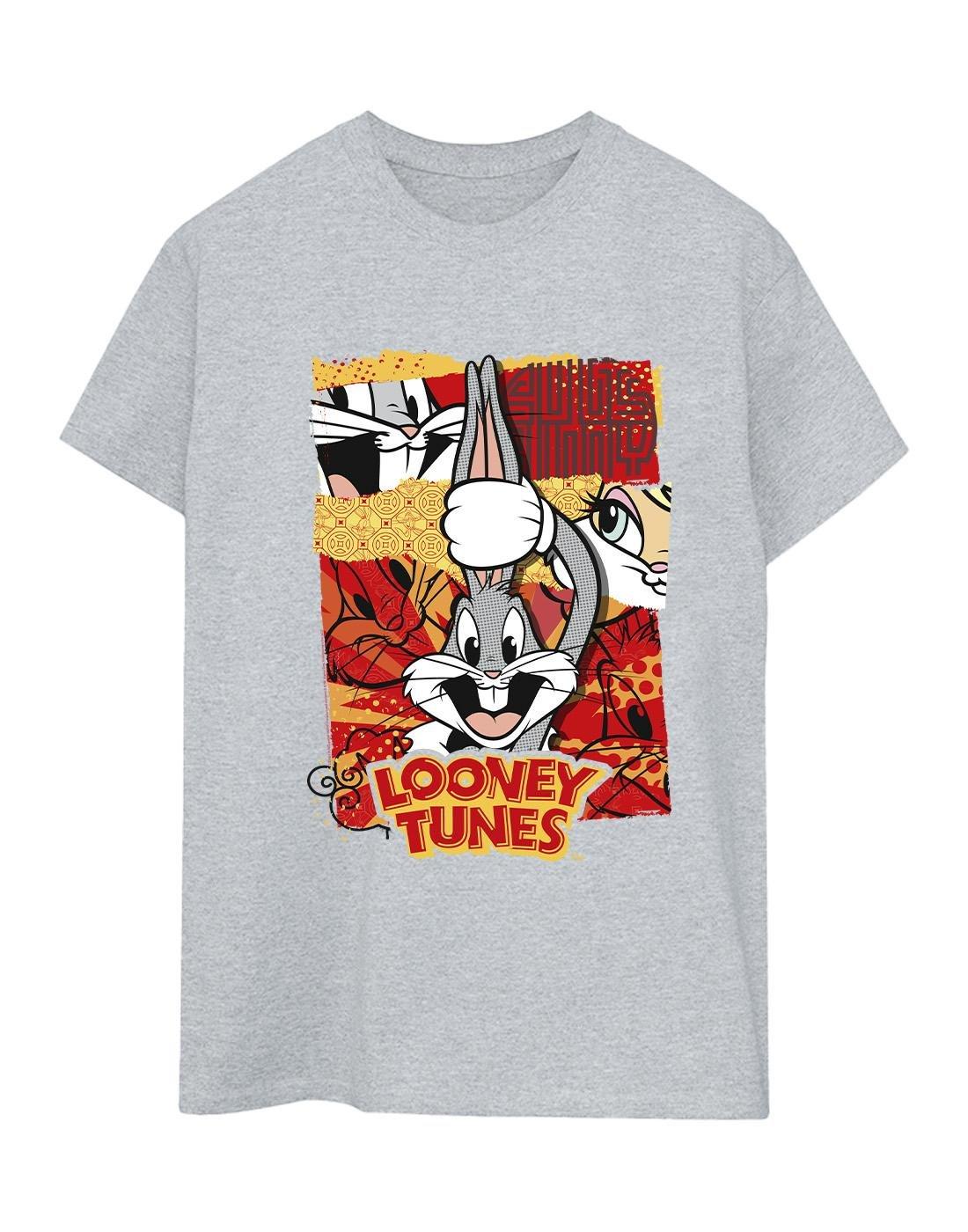 Bugs Rabbit Comic New Year Tshirt Damen Grau M von LOONEY TUNES