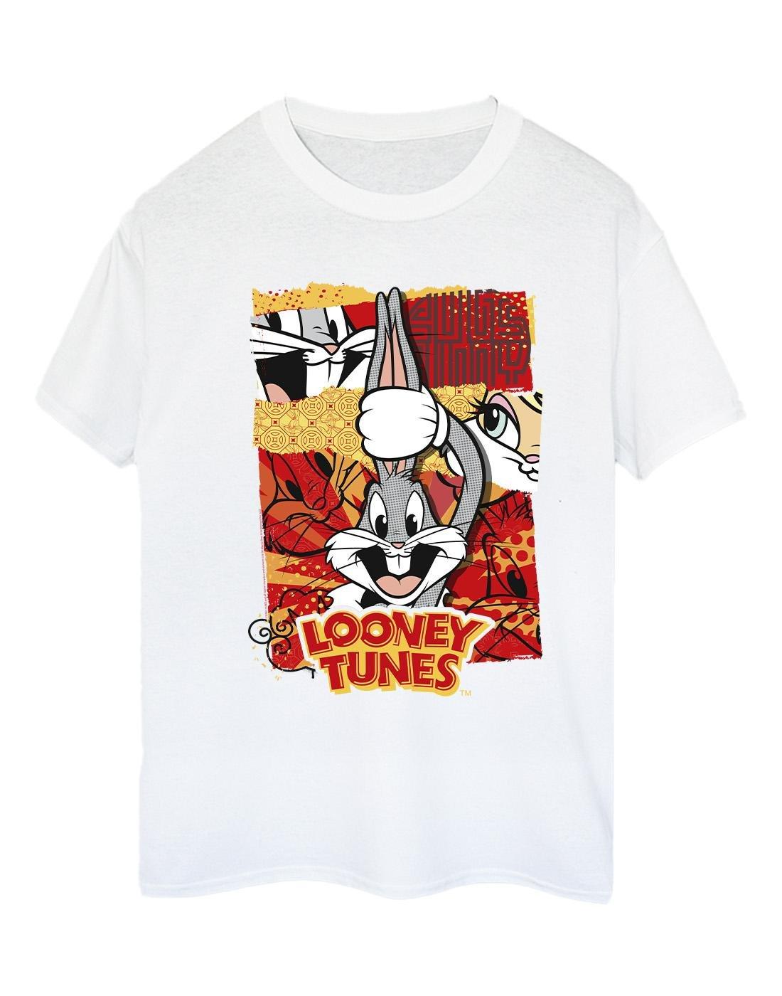 Bugs Rabbit Comic New Year Tshirt Damen Weiss M von LOONEY TUNES