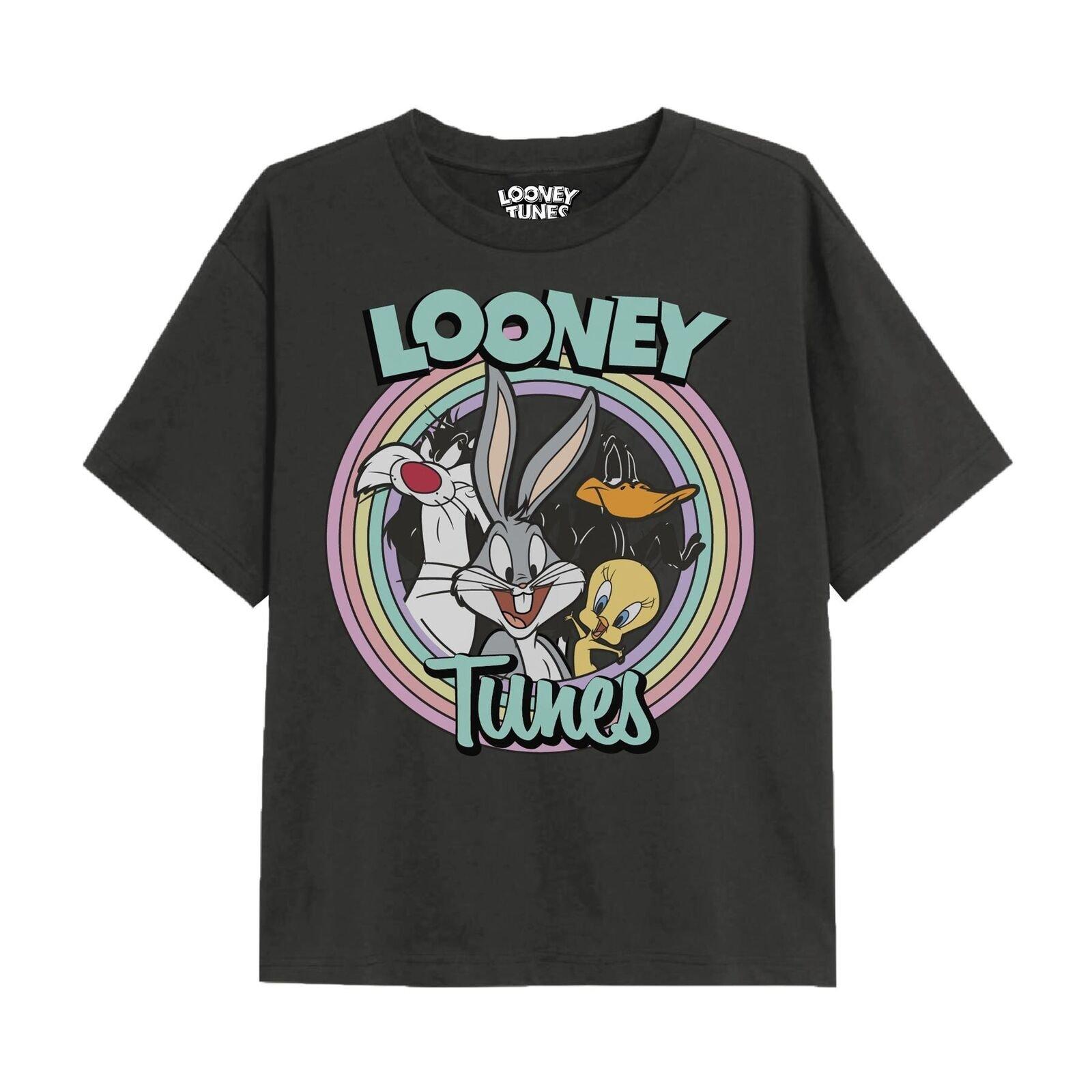 Colour Pop Tshirt Mädchen Schwarz 146/152 von LOONEY TUNES