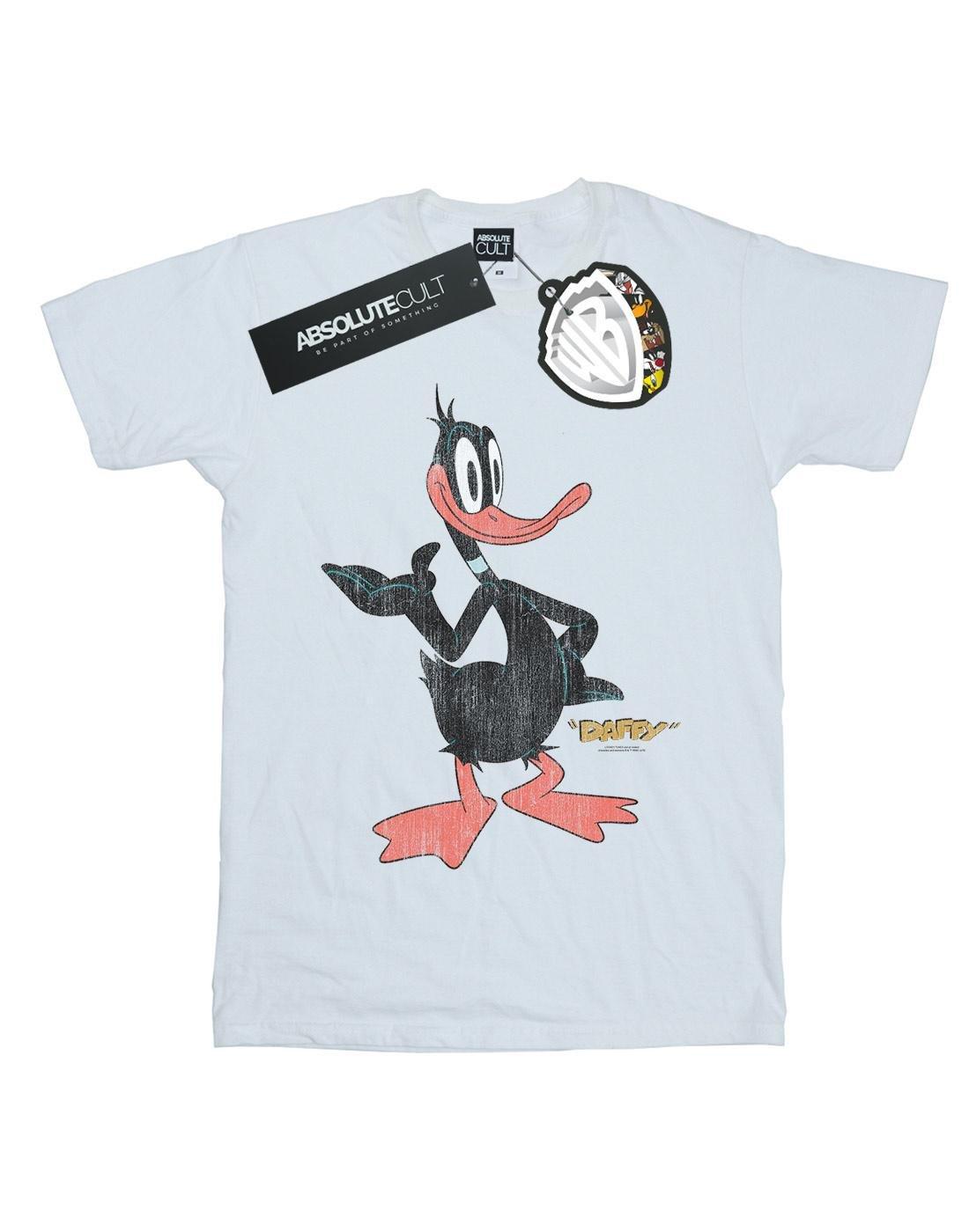 Daffy Duck Distressed Tshirt Damen Weiss XL von LOONEY TUNES