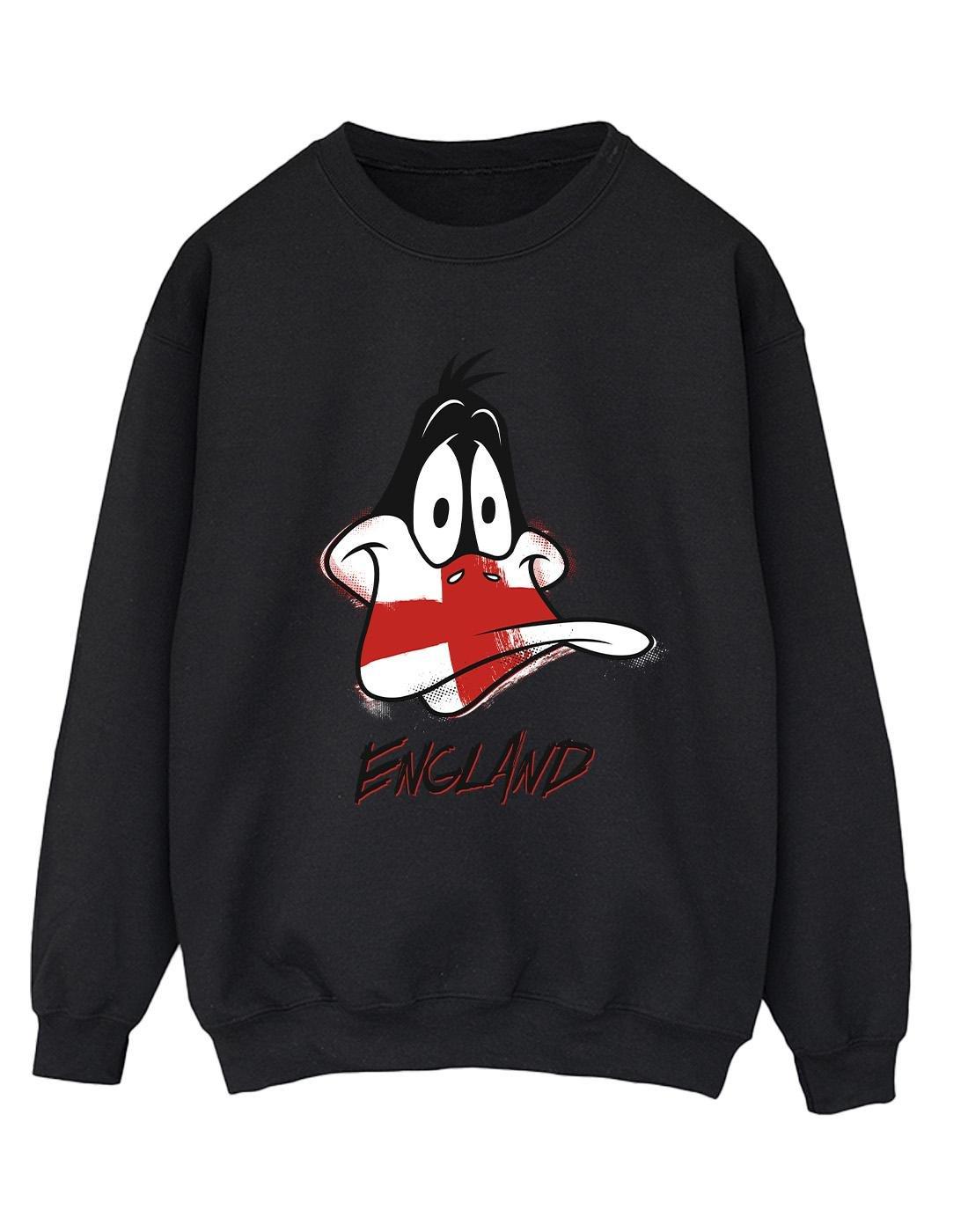 Daffy England Face Sweatshirt Damen Schwarz L von LOONEY TUNES