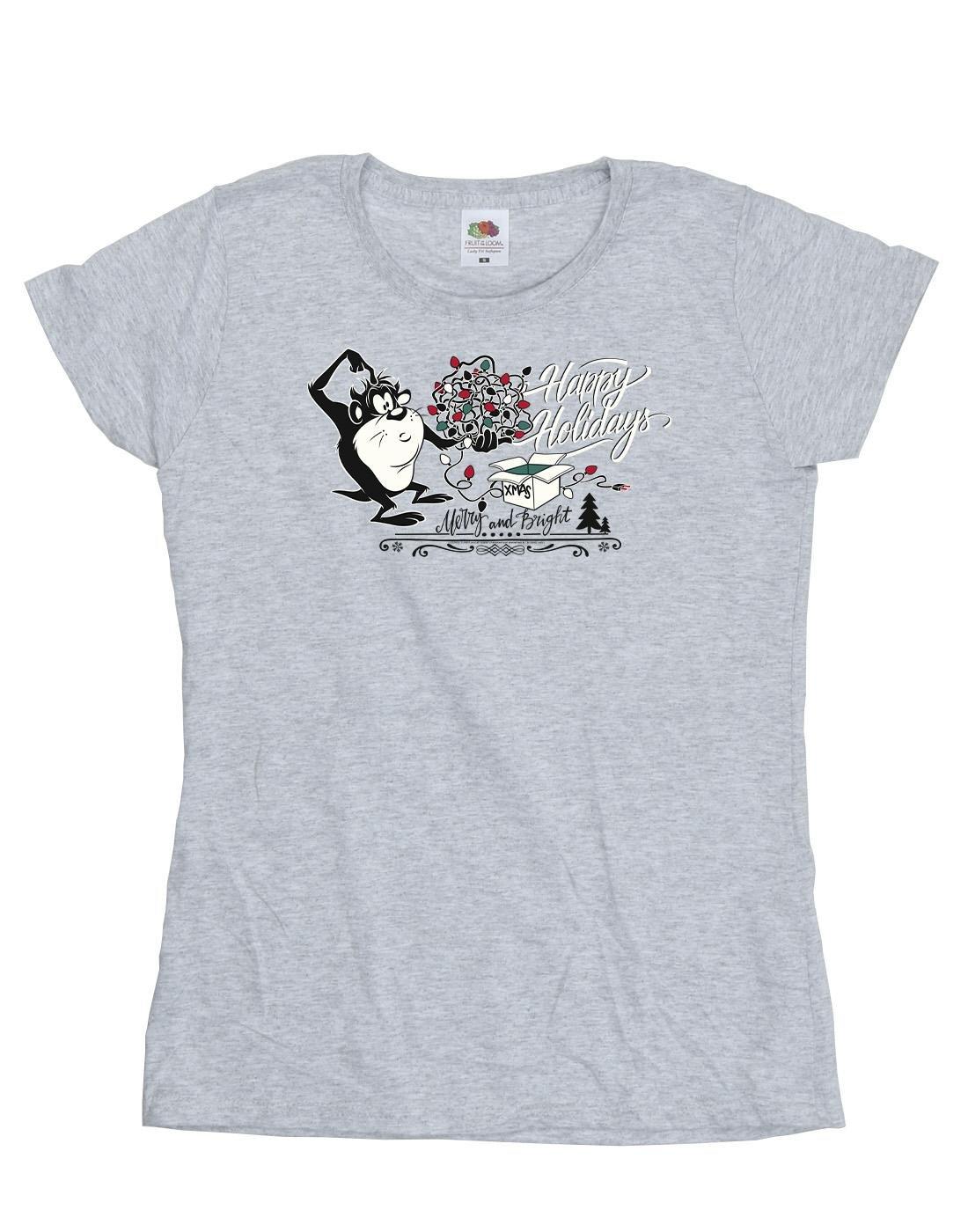 Happy Holidays Tshirt Damen Grau M von LOONEY TUNES