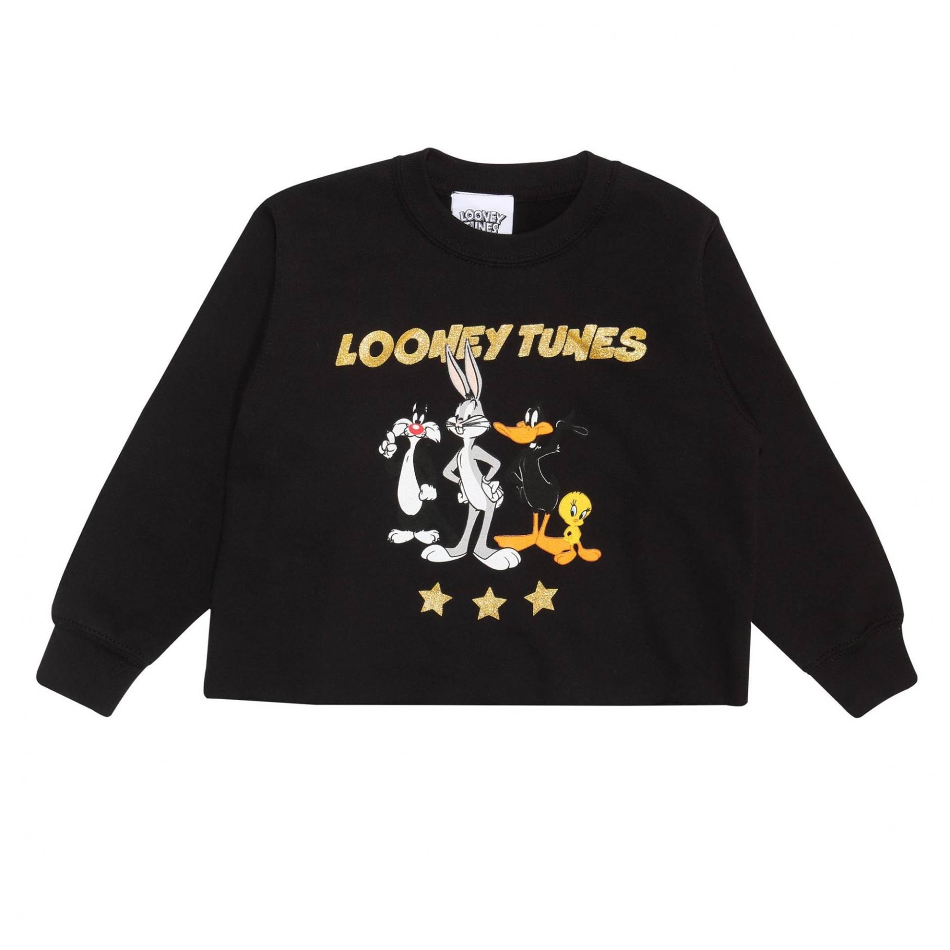 Group Stars Kurzes Sweatshirt Mädchen Schwarz 128 von LOONEY TUNES