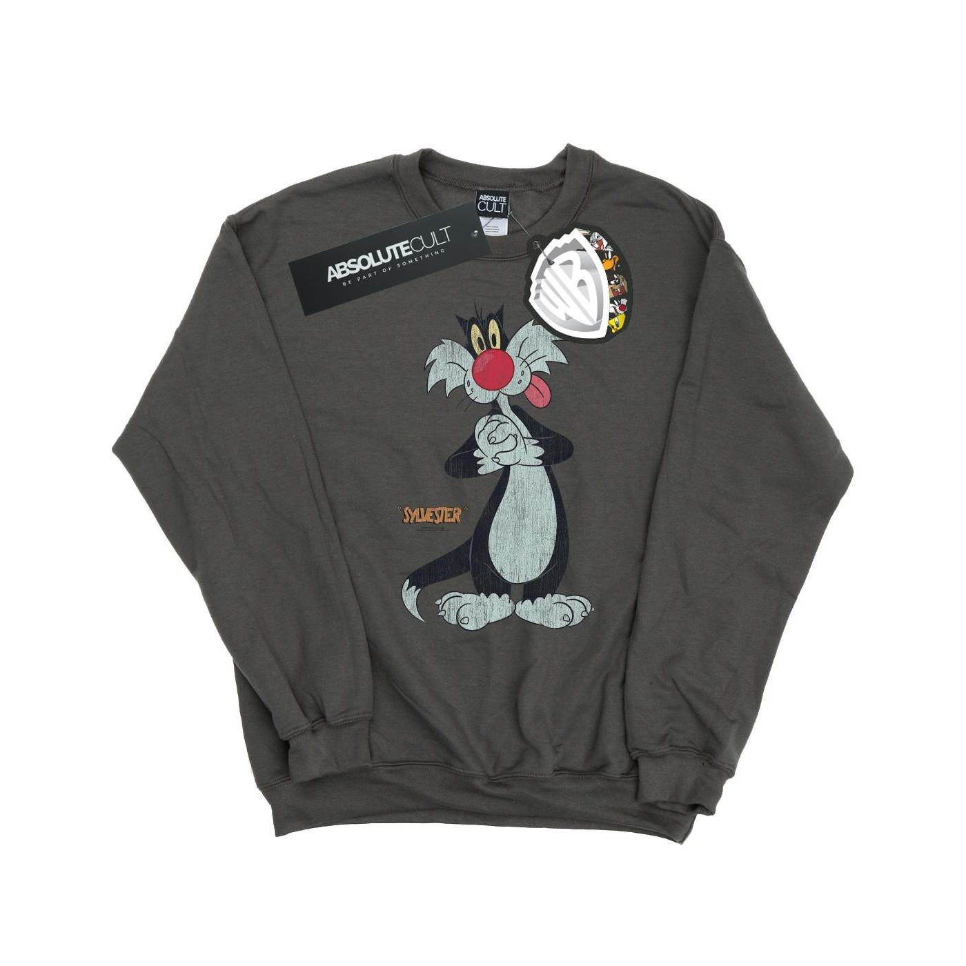 Sylvester Distressed Sweatshirt Jungen Charcoal Black 116 von LOONEY TUNES