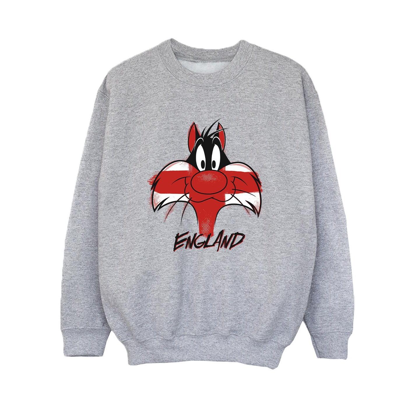 Sylvester England Face Sweatshirt Jungen Grau 104 von LOONEY TUNES