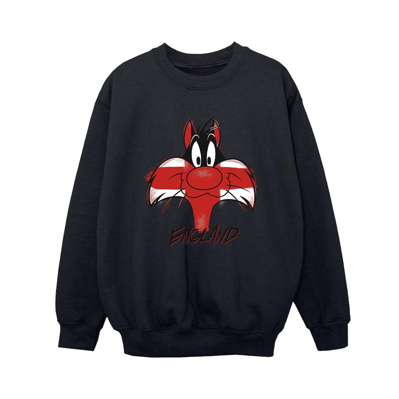 Sylvester England Face Sweatshirt Jungen Schwarz 128 von LOONEY TUNES