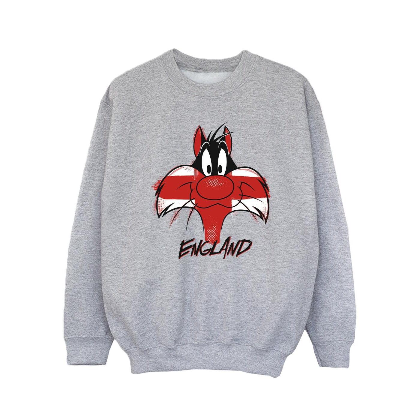 Sylvester England Face Sweatshirt Mädchen Grau 128 von LOONEY TUNES